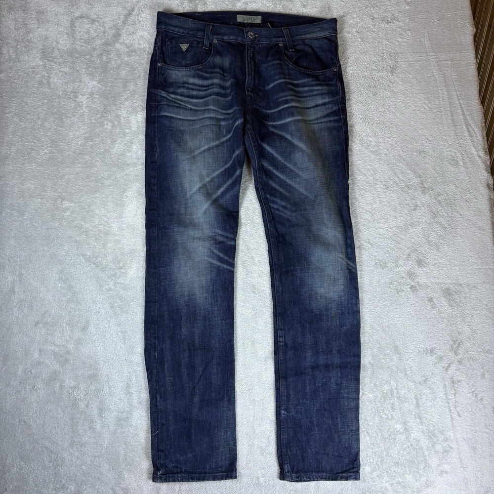 Guess‎ Alameda Jeans Men's 34x32 (Fits 36x34) Whiskered Dark Wash